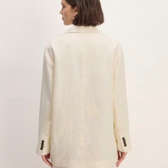 NEW Everlane The Linen Double Breasted Blazer 'Bone' Cream Ivory Size 12 NWT - Picture 6 of 10